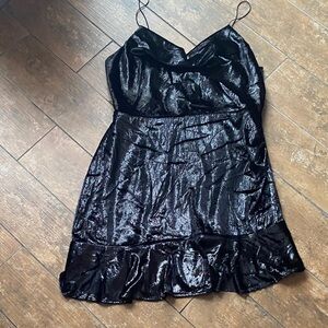 Leyden Black Shiny Dress. NWT-size xl. Velvet feel. Great for winter parties.